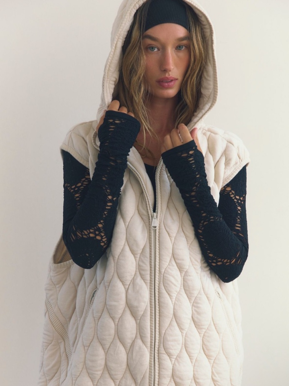Free People Dream Big Quilted Vest White